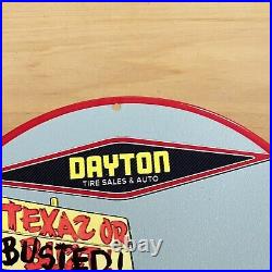 Vintage Dayton Porcelain Sign Auto Dealer Car Tires Service Station Pump Plate