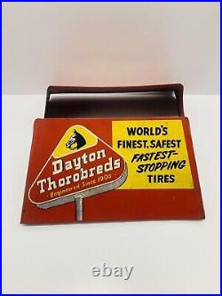 Vintage Dayton Thorobreds Tire Rack Sign 1950's Ohio Advertising Gas Oil