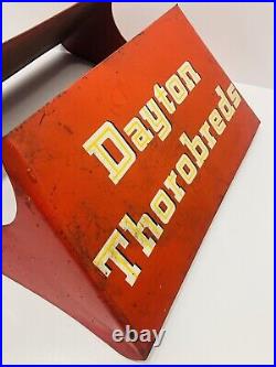 Vintage Dayton Thorobreds Tire Rack Sign 1950's Ohio Advertising Gas Oil