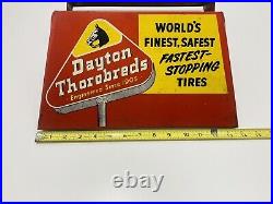 Vintage Dayton Thorobreds Tire Rack Sign 1950's Ohio Advertising Gas Oil