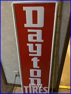 Vintage Dayton Tire Large Sign Perfect Shape 54 Tall 18 Wide