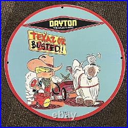Vintage Dayton Tires Porcelain Sign Auto Car Dealer Sales Service Station Plate