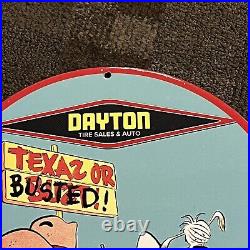 Vintage Dayton Tires Porcelain Sign Auto Car Dealer Sales Service Station Plate