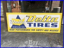 Vintage Delta Tires Gas Sign Service Station Amazing Condition 8 X 3