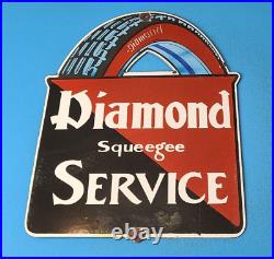 Vintage Diamond Service Porcelain Tires Gas Station Pump Plate Automobile Sign