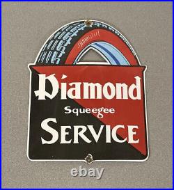 Vintage Diamond Tires Service 14 Porcelain Sign Car Gas Oil Truck Gasoline