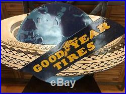 Vintage Double Sided Goodyear Tire Porcelain Sign