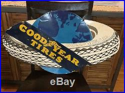 Vintage Double Sided Goodyear Tire Porcelain Sign