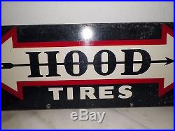 Vintage Double Sided Metal Hood Tires Sign 34 Long 10 Tall