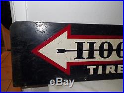 Vintage Double Sided Metal Hood Tires Sign 34 Long 10 Tall