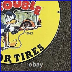 Vintage Dunlop Motor Tires Porcelain Sign Disney Auto Repair Services Station Ad