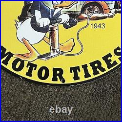 Vintage Dunlop Motor Tires Porcelain Sign Disney Auto Repair Services Station Ad