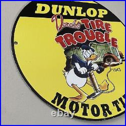 Vintage Dunlop Motorcycle Tires Porcelain Gas Oil Bike Service Shop Ad Pump Sign