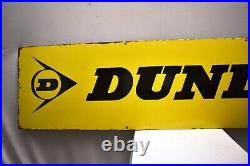 Vintage Dunlop Porcelain Enamel Sign Board Tyres Tires Advertising Automobile