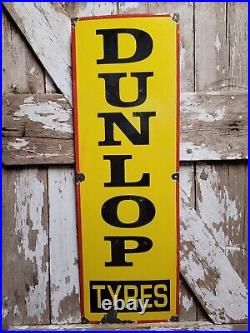 Vintage Dunlop Porcelain Sign 36 Large Car Truck Tires Tyres Us Gas Oil Service