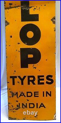 Vintage Dunlop Tire Advertising Sign Porcelain Enamel Petrol Pump Gasoline Displ