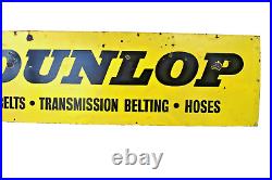 Vintage Dunlop Tire Tyre Sign Board Porcelain Enamel Advertising Vee Belt Hoses