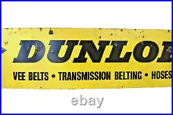 Vintage Dunlop Tire Tyre Sign Board Porcelain Enamel Advertising Vee Belt Hoses