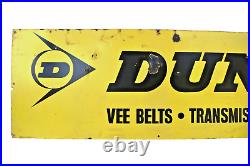 Vintage Dunlop Tire Tyre Sign Board Porcelain Enamel Advertising Vee Belt Hoses