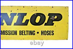 Vintage Dunlop Tire Tyre Sign Board Porcelain Enamel Advertising Vee Belt Hoses