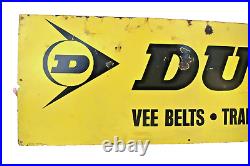 Vintage Dunlop Tire Tyre Sign Board Porcelain Enamel Advertising Vee Belt Hoses