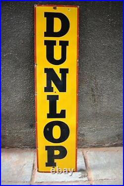 Vintage Dunlop Tire Tyre Sign Board Porcelain Enamel Gasoline Pump Display Rare