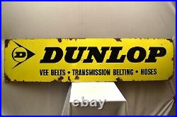 Vintage Dunlop Tire Tyres Vee Belts Sign Board Porcelain Enamel Advertising 1