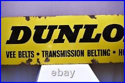 Vintage Dunlop Tire Tyres Vee Belts Sign Board Porcelain Enamel Advertising 1