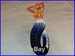 Vintage Dunlop Tires Blond Mermaid Woman Die-cut 30 Metal Gasoline & Oil Sign