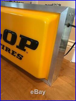 Vintage Dunlop Tires Double Sided Lighted 1970s Dealer Sign Double Sided