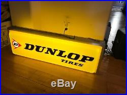 Vintage Dunlop Tires Double Sided Lighted Embossed Dealer Sign Double Sided