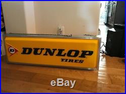 Vintage Dunlop Tires Double Sided Lighted Embossed Dealer Sign Double Sided