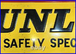 Vintage Dunlop Tires Metal Sign By A-M inc Lynchburg Va. 1976 5ft Original