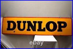 Vintage Dunlop Tires Tyres Sign Board Porcelain Enamel Gas Pump Display Oil Rare