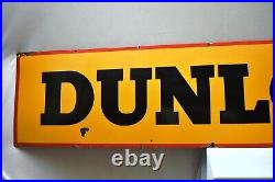 Vintage Dunlop Tires Tyres Sign Board Porcelain Enamel Gas Pump Display Oil Rare