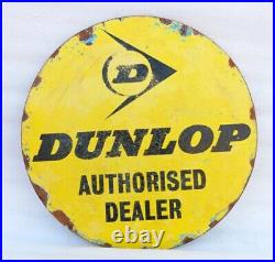 Vintage Dunlop Tyre Authorised Dealer Shop Display Porcelain Enamel Sign Board