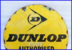 Vintage Dunlop Tyre Authorised Dealer Shop Display Porcelain Enamel Sign Board