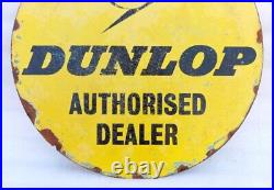 Vintage Dunlop Tyre Authorised Dealer Shop Display Porcelain Enamel Sign Board