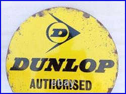 Vintage Dunlop Tyre Authorised Dealer Shop Display Porcelain Enamel Sign Board