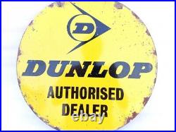 Vintage Dunlop Tyre Authorised Dealer Shop Display Porcelain Enamel Sign Board
