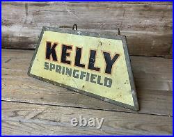 Vintage Early Original KELLY SPRINGFIELD TIRES Metal Tin Display Stand Sign