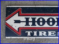 Vintage/Early/ RARE! HOOD TIRES Arrow Metal Hanging Sign-Garage-Gas Station