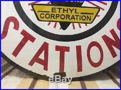 Vintage Ed's Refinery Station Porcelain Sign gasoline oil gas Rare Pump Can Tire