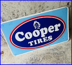 Vintage Embossed COOPER TIRES SIGN 16 X 26 Gas Oil Auto Memorabilia