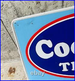 Vintage Embossed COOPER TIRES SIGN 16 X 26 Gas Oil Auto Memorabilia