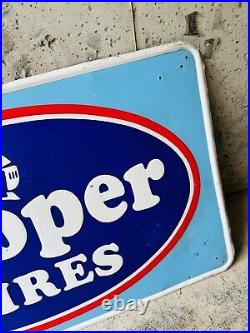 Vintage Embossed COOPER TIRES SIGN 16 X 26 Gas Oil Auto Memorabilia