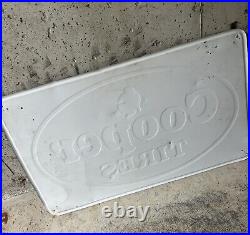 Vintage Embossed COOPER TIRES SIGN 16 X 26 Gas Oil Auto Memorabilia