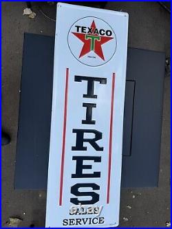 Vintage Embossed Metal Texaco Tires Service USA Sign 42x14