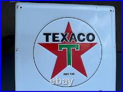 Vintage Embossed Metal Texaco Tires Service USA Sign 42x14