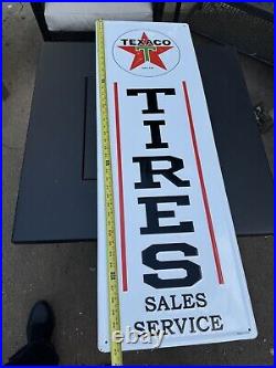 Vintage Embossed Metal Texaco Tires Service USA Sign 42x14